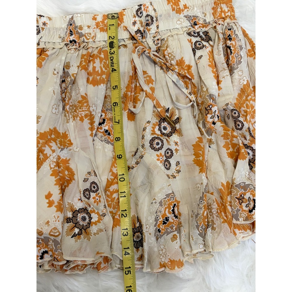 Bishop + Young Splendor Flare Skirt Montecito Print Orange Floral Mini Small NWT - Picture 7 of 9